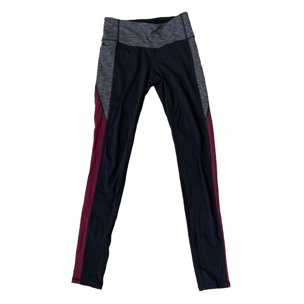 ATHLETA Colorblock Revelation Tight Leggings Black Red Gray Womens Size XS